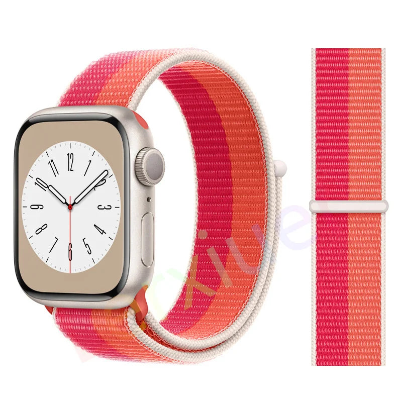 Nylon Loop Strap for Apple Watch Band 46mm 44mm 40mm 42mm 45mm 41mm 49mm 44 mm Bracelet iWatch Series Ultra 2 11 10 9 SE 7 6 5 4