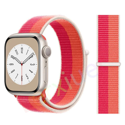 Nylon Loop Strap for Apple Watch Band 46mm 44mm 40mm 42mm 45mm 41mm 49mm 44 mm Bracelet iWatch Series Ultra 2 11 10 9 SE 7 6 5 4