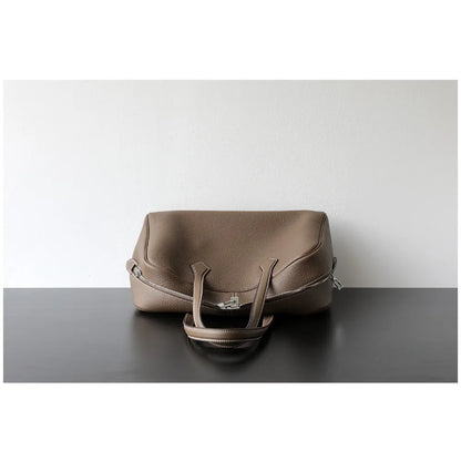 Premium Cowhide Boston Bag – Genuine Leather Large Capacity Women’s Bowling & Messenger Bag