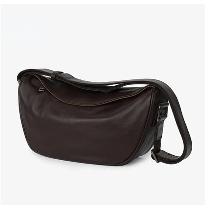 Genuine Leather Crossbody Saddle Bag – Luxury Cowhide Large Capacity Shoulder Handbag