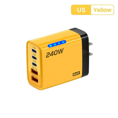 240W GaN USB-C Charger 5-in-1 – Fast Charging Power Adapter (EU/US Plug)