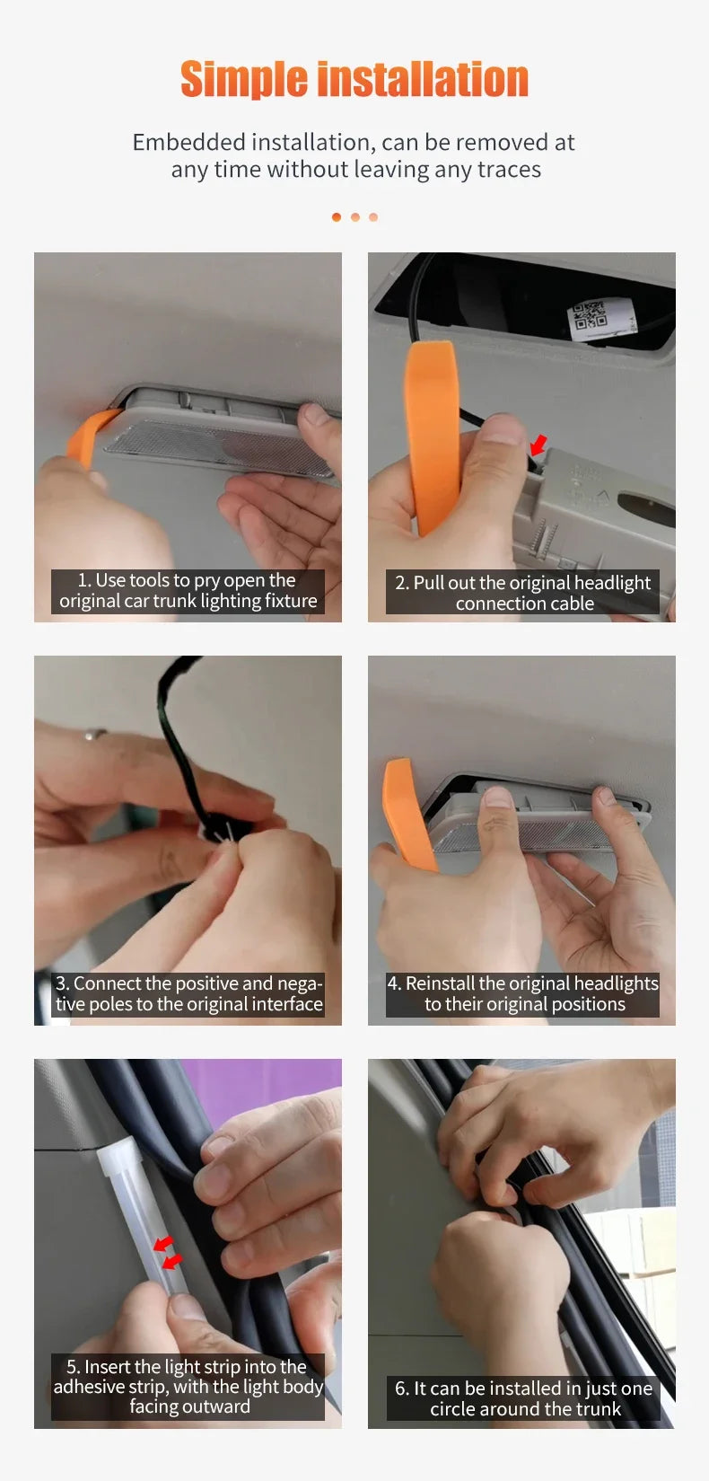 LED Trunk Light Strip – Automatic Sensing Interior Ambient Lighting (Wireless)