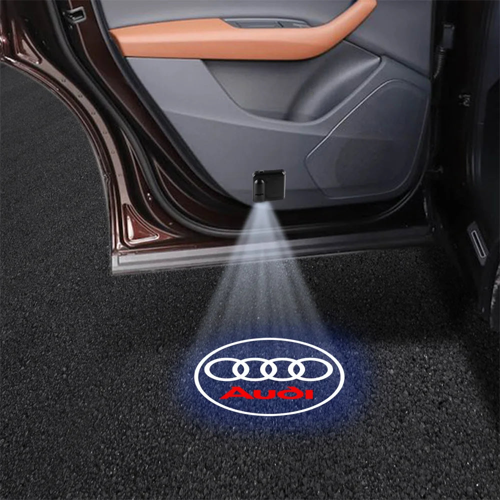 1/2PCS Auto Badge Door Decor Lamp Welcome Lights Wireless Laser Projector For Audis Sline TT A1 A2 A3 A4 A5 A6 A7 A8 8P B6 Q5 Q1