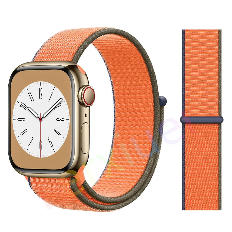 Nylon Loop Strap for Apple Watch Band 46mm 44mm 40mm 42mm 45mm 41mm 49mm 44 mm Bracelet iWatch Series Ultra 2 11 10 9 SE 7 6 5 4