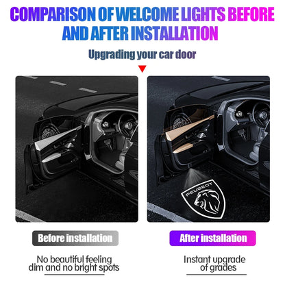 2Pcs Car Door Welcome Lights Projector Lamps Accessories For Peugeot 206 307 308 207 3008 208 407 508 2008 5008 301