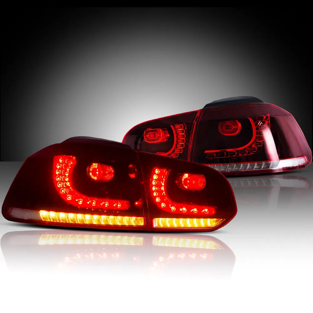08-14 VW Golf 6th Gen Mk6 Hatchback Vland LED Aftermarket Tail Lights With Amber Sequential Turn Signal