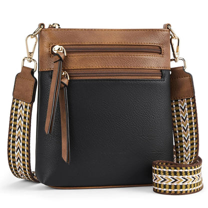 Women’s Double Zipper Crossbody Bag – Casual Retro Shoulder Phone Bag