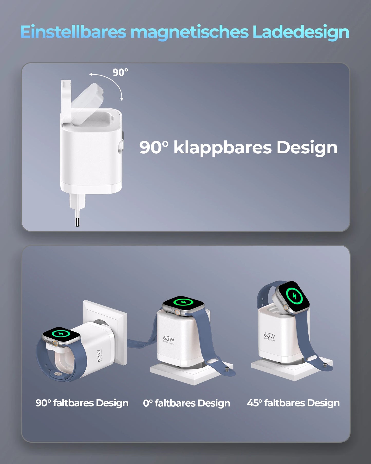 TITLE: TOPADRE 65W Retractable Wireless Charger – Apple Watch, iPhone, iPad & MacBook Foldable Charger