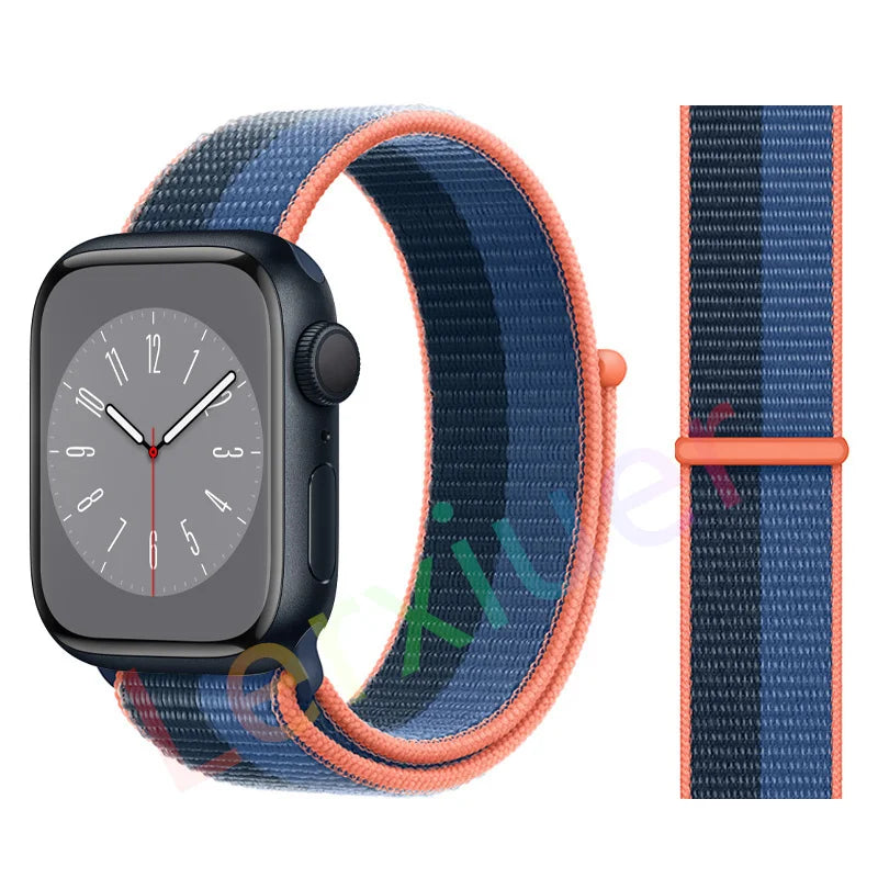 Nylon Loop Strap for Apple Watch Band 46mm 44mm 40mm 42mm 45mm 41mm 49mm 44 mm Bracelet iWatch Series Ultra 2 11 10 9 SE 7 6 5 4