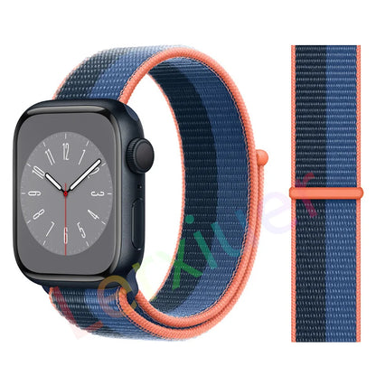 Nylon Loop Strap for Apple Watch Band 46mm 44mm 40mm 42mm 45mm 41mm 49mm 44 mm Bracelet iWatch Series Ultra 2 11 10 9 SE 7 6 5 4