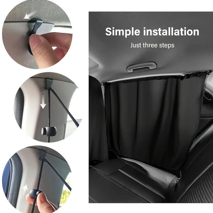 4PCS Car Privacy Curtain Set – Detachable Window Shades for Travel & Camping