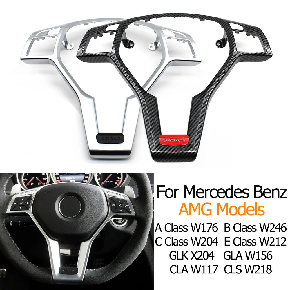 Chrome Steering Wheel Panel Cover Trim for Mercedes-Benz AMG A, B, C, E, GLA & CLA Class
