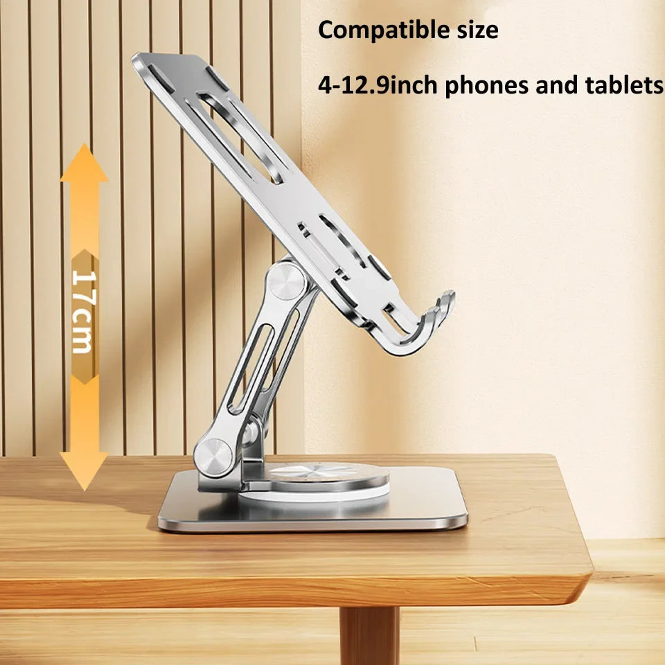 360° Rotating Tablet Stand – Adjustable Foldable Aluminum Holder for iPad & Phone