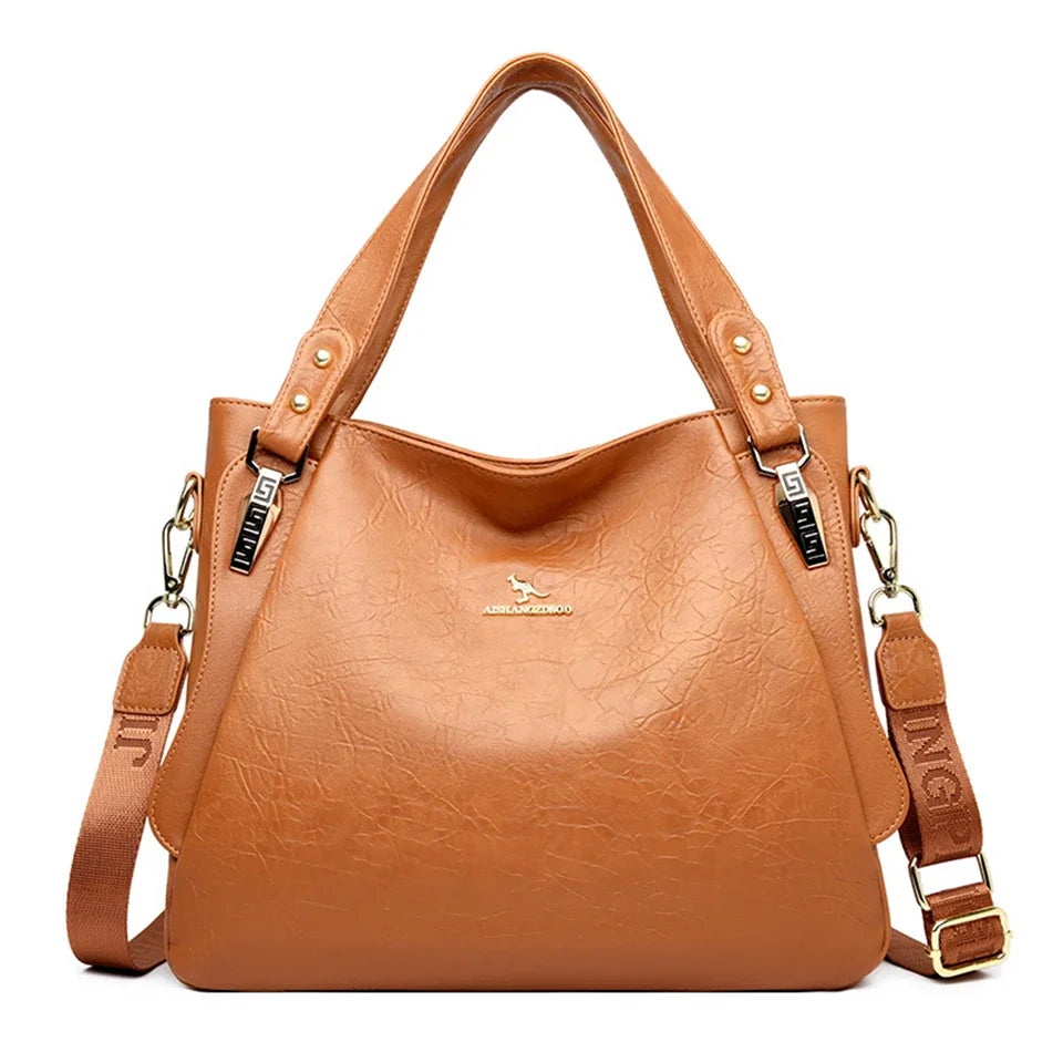 Genuine Soft Leather Women’s Handbag – Large Capacity Top Handle Shoulder & Crossbody Bag