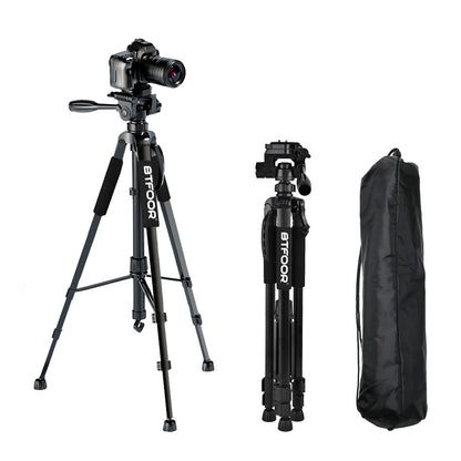 55” Aluminum Tripod Stand – 140cm Camera & Phone Tripod with Pan Head & Quick Release Plate