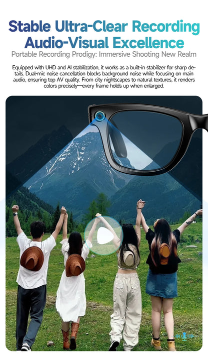 AI Smart Camera Glasses – Photo/Video Recording, Translation & Call Sunglasses (Waterproof)