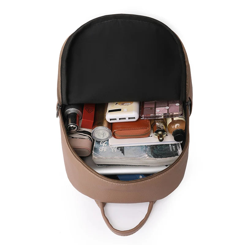 High Quality Vintage Leather Women’s Backpack – Large Capacity School & Travel Bag