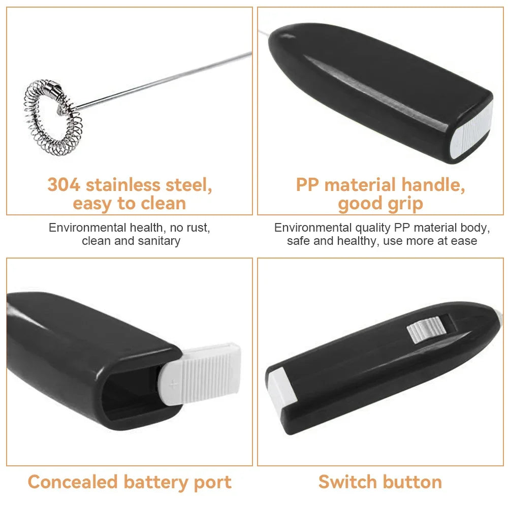 Mini Electric Milk Frother – Wireless Handheld Coffee Whisk & Egg Beater