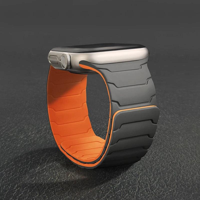 Magnetic Silicone Strap for Apple Watch – Adjustable Band (38–49mm, Ultra & Series Compatible)
