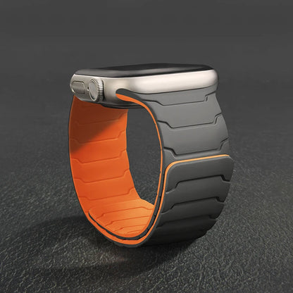Magnetic Silicone Strap for Apple Watch – Adjustable Band (38–49mm, Ultra & Series Compatible)