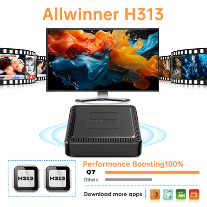 Q7 New Android 14 TV Box 8GB+128GB Smart Network Set-Top Box Supports WiFi 6 Bluetooth 5.0 4K HDR10 Voice Remote Control TV Box