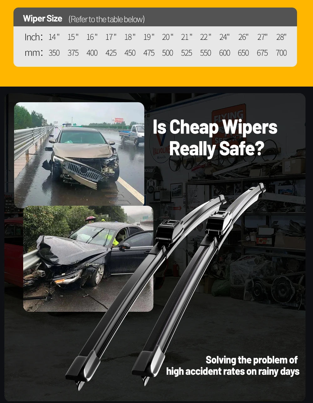 Universal Car Windshield Wiper Blades – Smooth & Silent