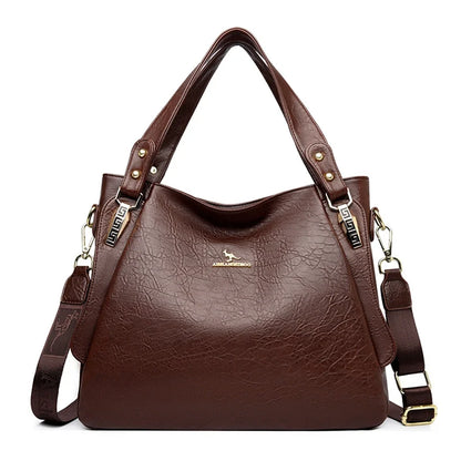 Genuine Soft Leather Women’s Handbag – Large Capacity Top Handle Shoulder & Crossbody Bag