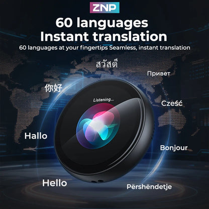 ZNP Z01 Portable Magnetic AI Voice Translator Ultra-thin Instant Professional Smart Voice Translation Display Touch Control for 150+ Languages 30Hrs Playback Children's Companion Robot Authentic Product for Office Use Gifting