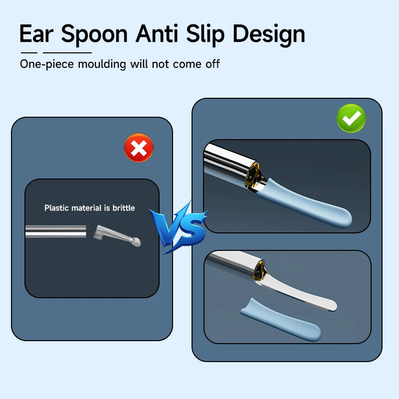 WiFi Endoscope 4.2mm 1080P Ear Picker Camera with Ear Spoon Base for iOS/Android Ear Cleaning Otoscope with Ear Wax Removal Tool