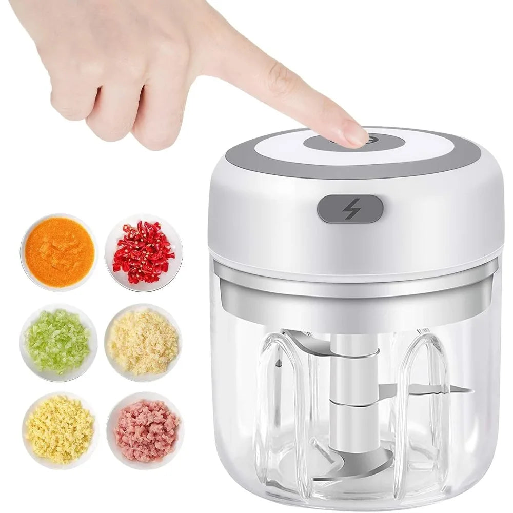 Electric Garlic Mincer 250ml – USB Portable Mini Food Chopper for Vegetables & Onion