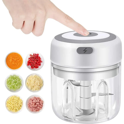 Electric Garlic Mincer 250ml – USB Portable Mini Food Chopper for Vegetables & Onion