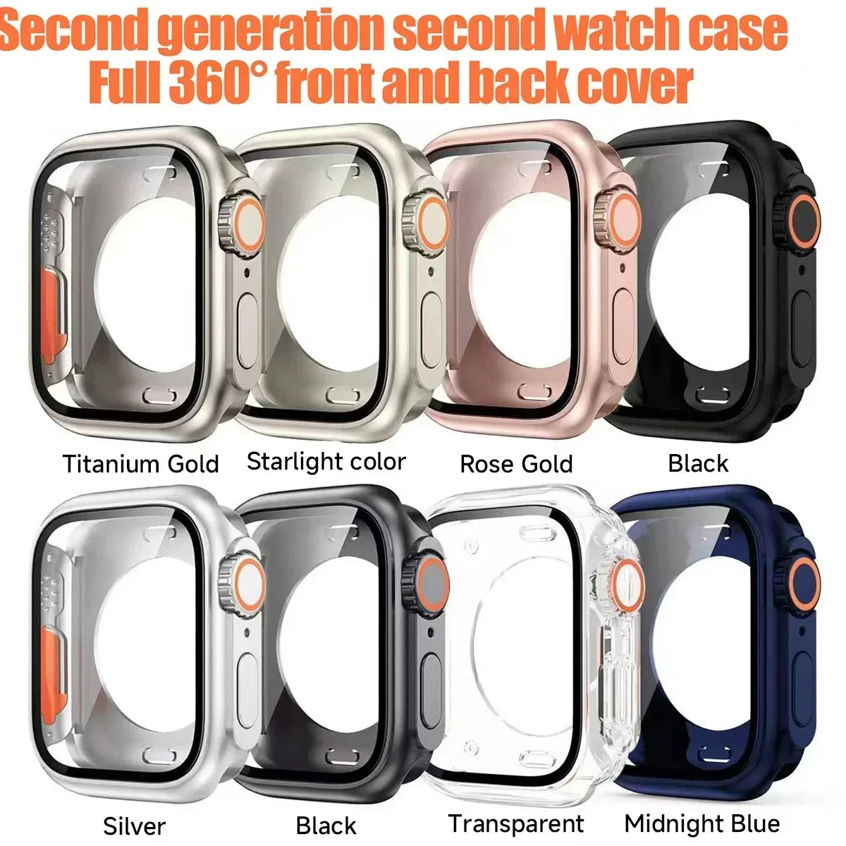 Change To Ultra Case for Apple Watch 46mm 45 44 40 41 42mm Hard PC Front Rear Bumper iwatch 10 987 SE 654 Screen Protector Cover