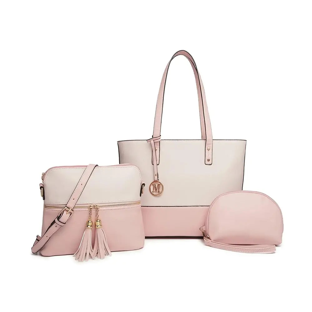 Miss Lulu 3PCS Women’s Handbag Set – Large Tote, Shoulder Bag & Briefcase