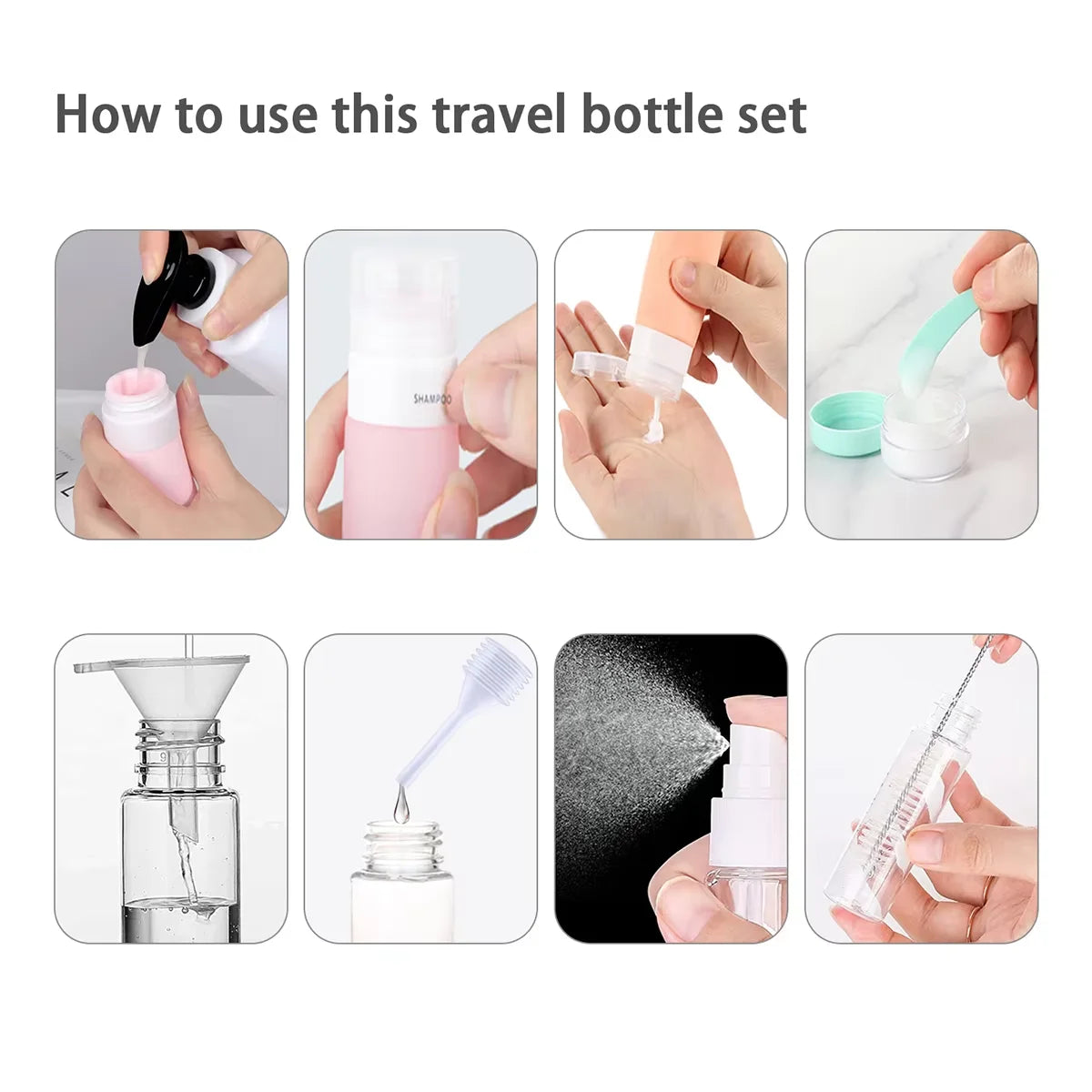 16PCS Leak-Proof Travel Bottle Set – TSA Approved Silicone Toiletry Containers