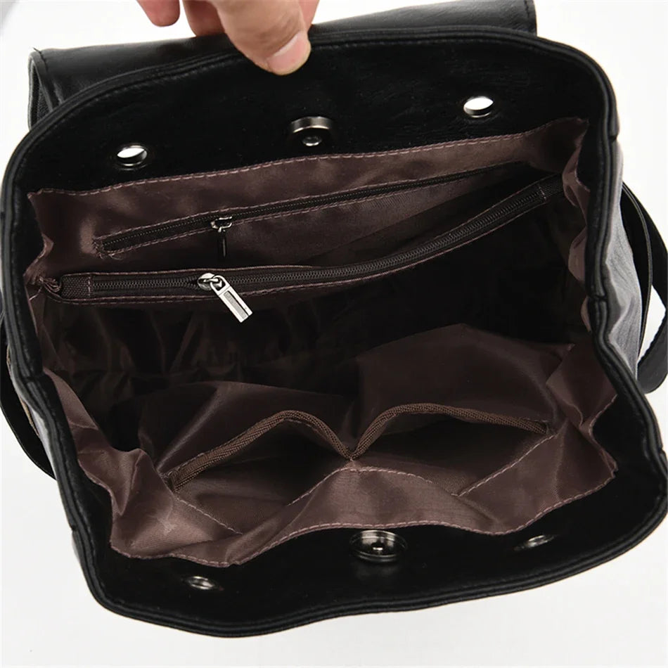 Luxury Soft Leather Women’s Backpack – Fashion School & Shoulder Bag for Girls