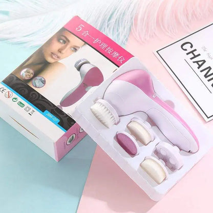 5-in-1 Electric Facial Cleansing Brush – Deep Clean & Skin Care Massager