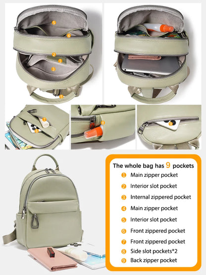 Zency 100% Genuine Leather Women’s Backpack – High Quality Travel, School & Commuter Bag
