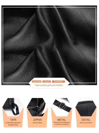 Zency Anti-Theft Genuine Leather Women’s Laptop Backpack