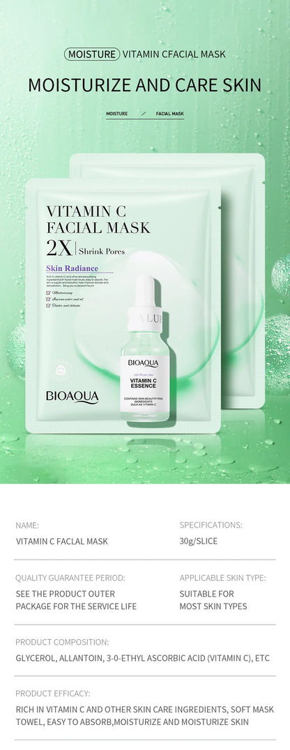 BIOAQUA Centella Collagen Face Mask (20pcs) – Hydrating & Refreshing Sheet Masks with Hyaluronic Acid