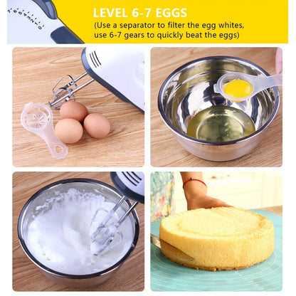 Electric Food Cake Dough Mixer DIY Set 7 Speed Control Beaters 1.7L Rotating Mixing Bowl Kitchen Multi Blender 100W EU plug