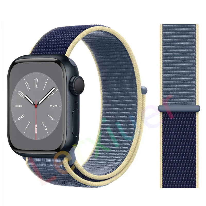 Nylon Loop Strap for Apple Watch Band 46mm 44mm 40mm 42mm 45mm 41mm 49mm 44 mm Bracelet iWatch Series Ultra 2 11 10 9 SE 7 6 5 4