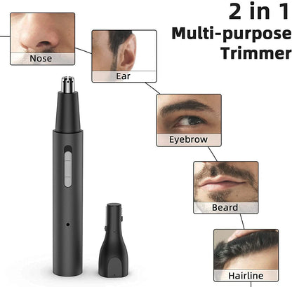 3-in-1 Electric Nose Hair Trimmer – USB Rechargeable Eyebrow & Facial Hair Remover (Aluminum Body)