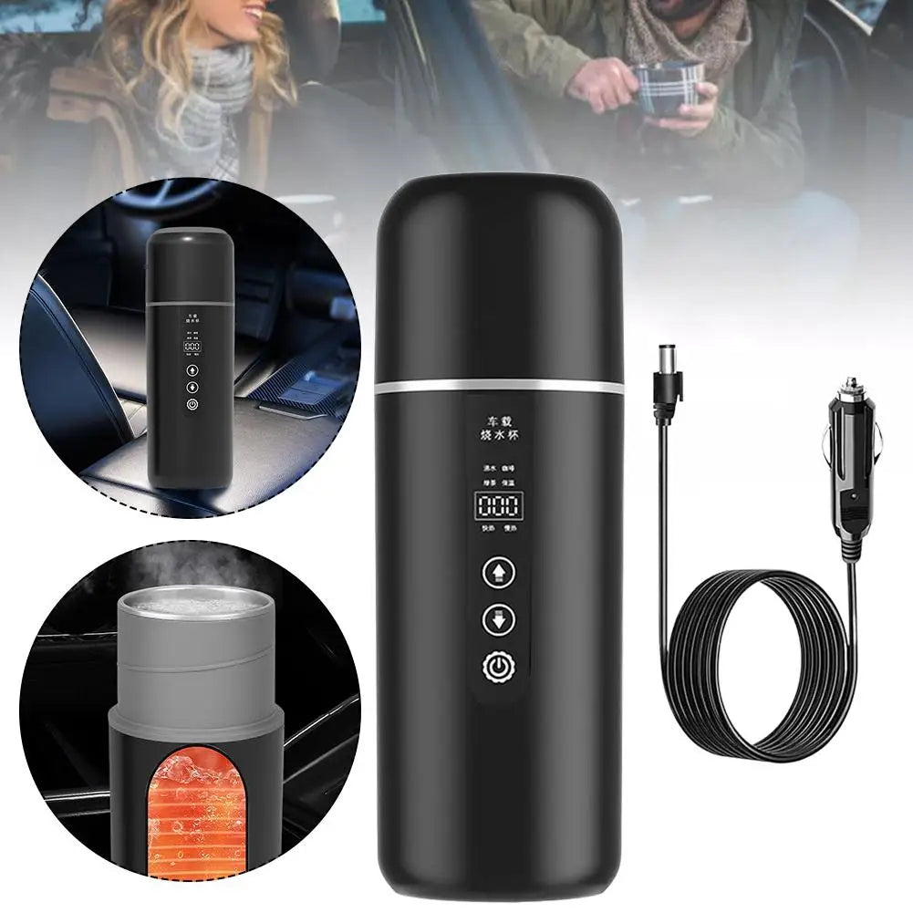 Portable Car Heating Cup 500ML – Smart Electric Travel Kettle with OLED Display