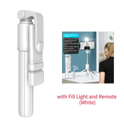 3-In-1 Bluetooth Wireless Selfie Tripod With Fill Light Shutter Remote Control Portable Foldable Monopod For Cell Smart Phones