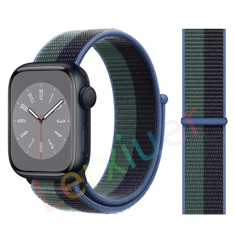 Nylon Loop Strap for Apple Watch Band 46mm 44mm 40mm 42mm 45mm 41mm 49mm 44 mm Bracelet iWatch Series Ultra 2 11 10 9 SE 7 6 5 4