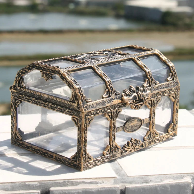 Transparent Treasure Chest Jewelry Box – Crystal Gem Storage Organizer
