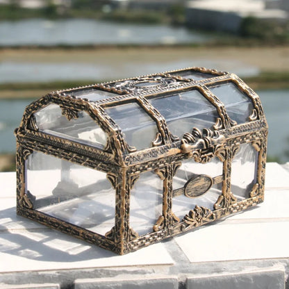 Transparent Treasure Chest Jewelry Box – Crystal Gem Storage Organizer