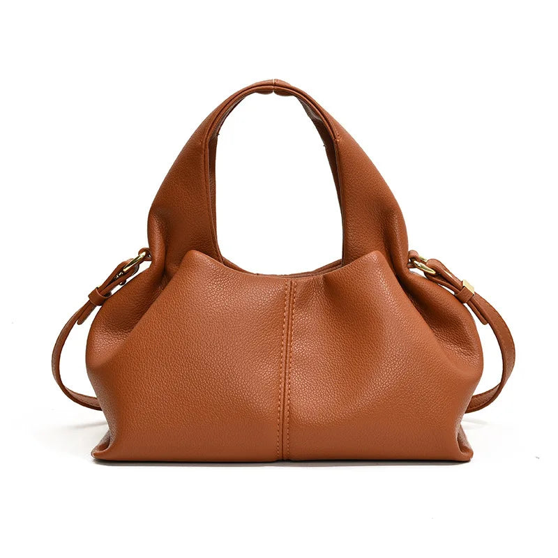 2026 Stylish Designer French Cloud Bag Niche Genuine Leather High-End Crossbody Dumpling Bag Versatile Handbag Shoulder Bag