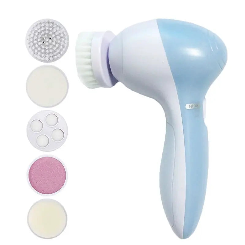 5-in-1 Electric Facial Cleansing Brush – Deep Clean & Skin Care Massager