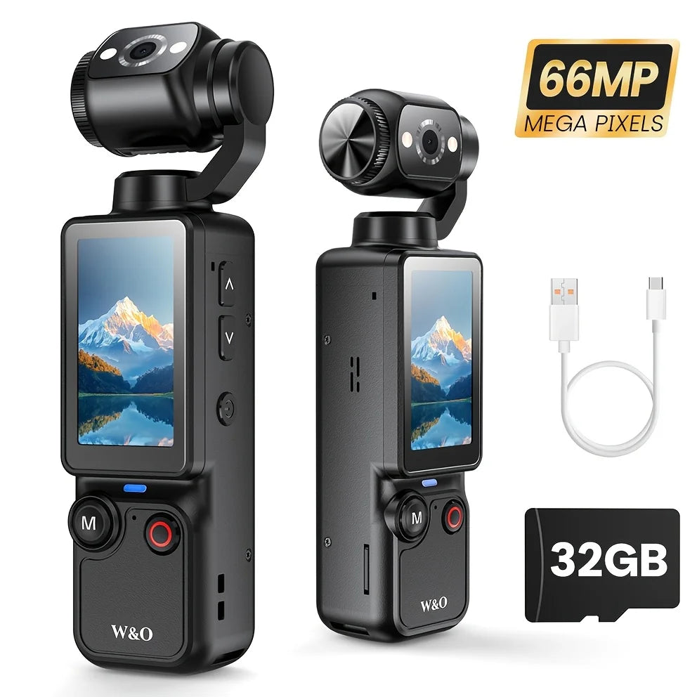 4K HD Rotating Vlogging Camera – 180° Flip, USB Rechargeable